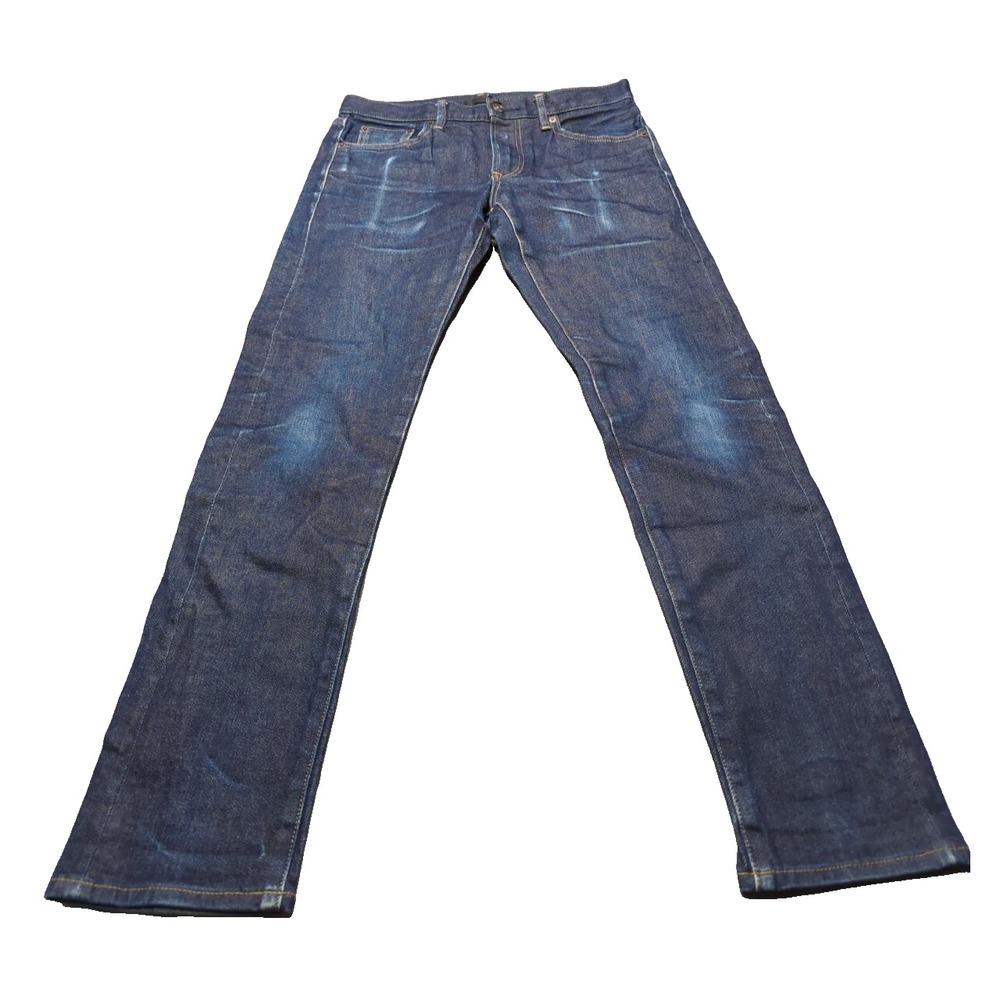 Uniqlo Selvedge Slim Fit Stretch Jeans Mens 30x32 Dark Indigo Blue‎ 321-405630